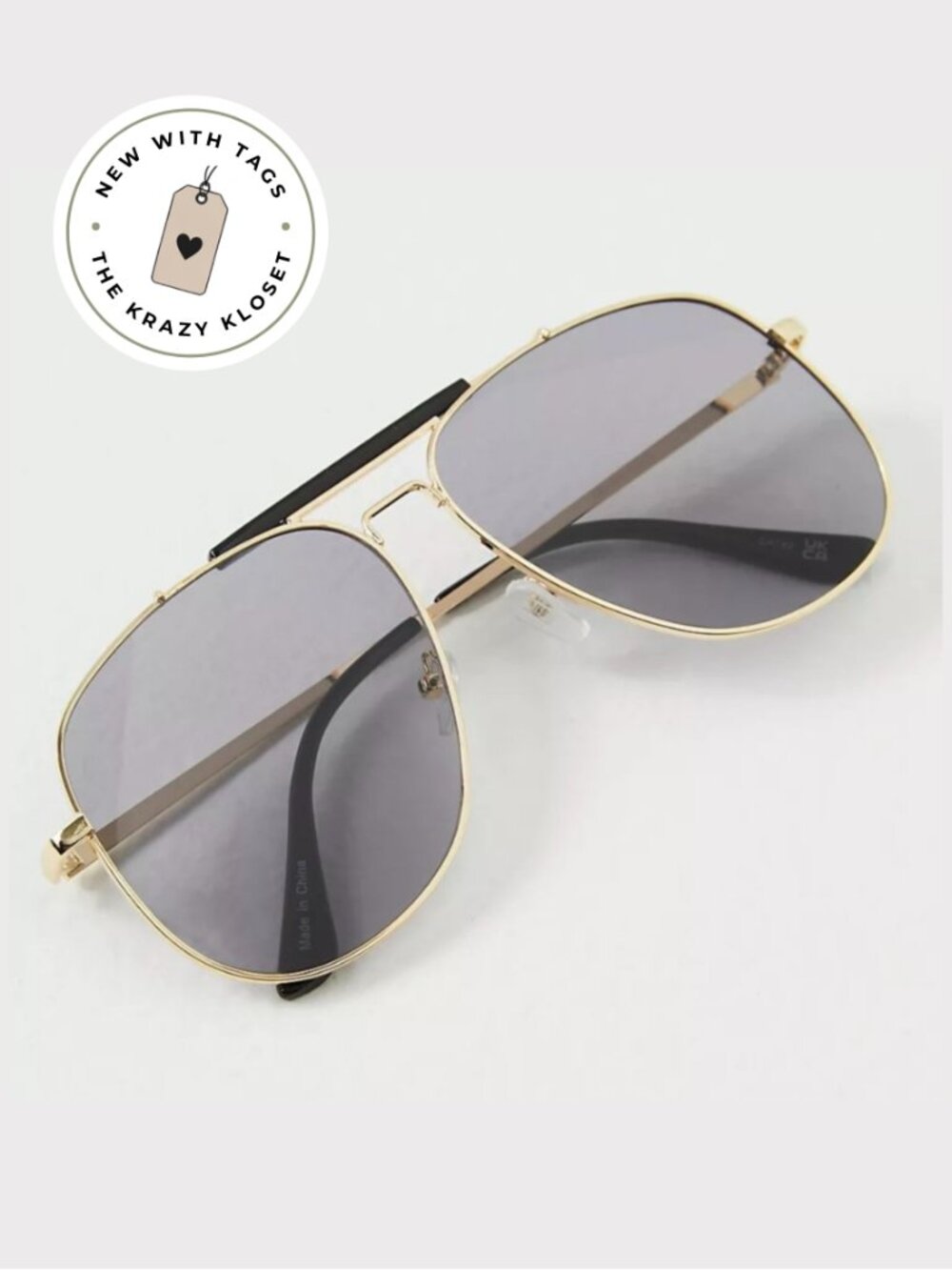 Free People Frank Classic Aviator Sunglasses NWT Smoke Thin Frame D-Shape Shades